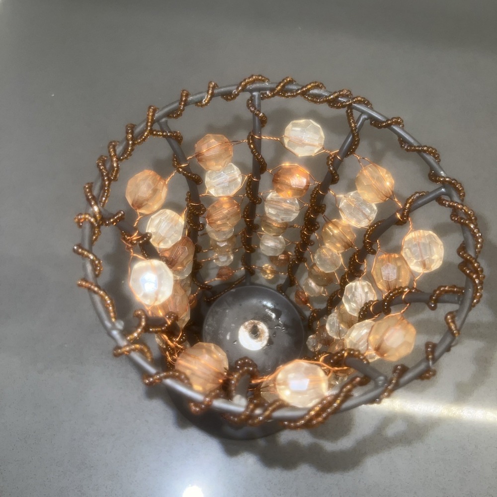Tea Light Candle Holder Bohemian Hippie Beaded Chalice Basket Boho Core
